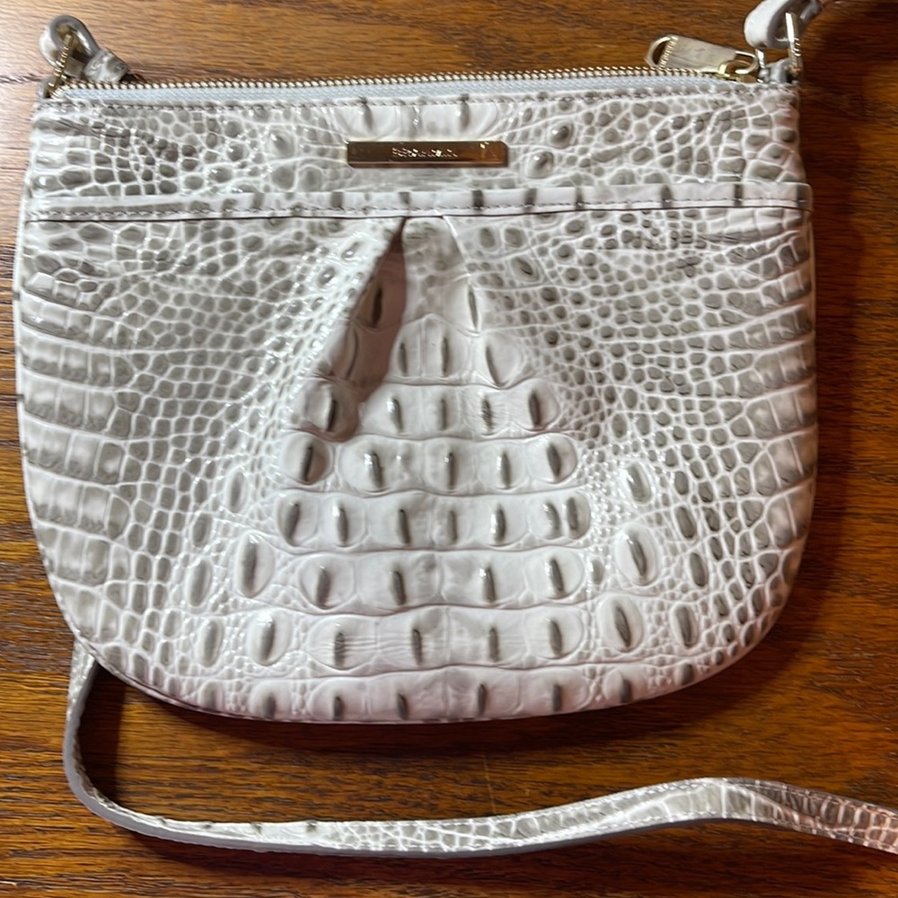 Brahmin White Croc-Embossed Crossbody Bag